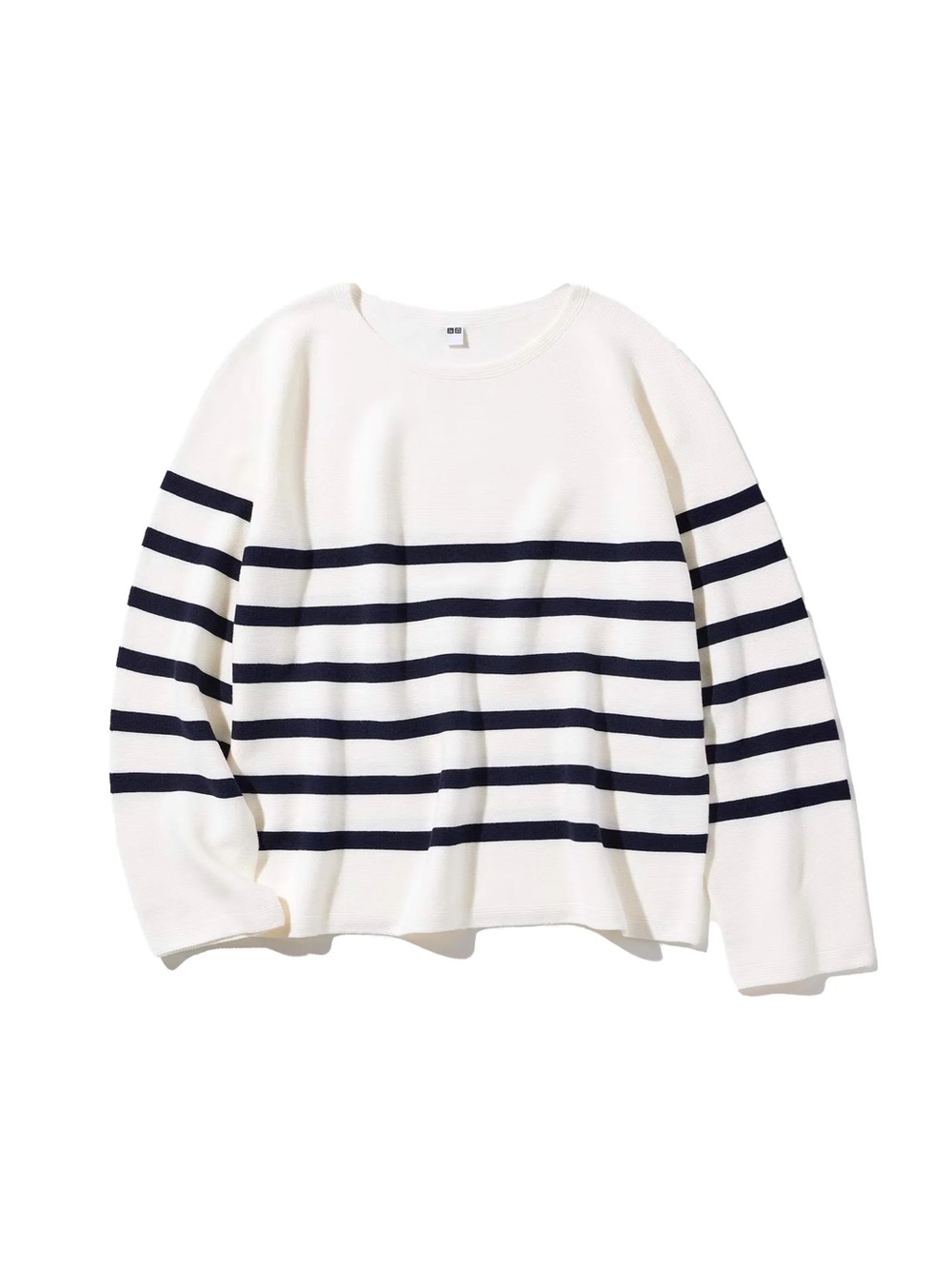Uniqlo 3D Knot Cotton Crew Neck Sweater Natural Ivory Black Size L
